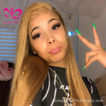 REINE best price double human hair 27# lace front wig,Raw human hair lace frontal wig ,100% fashion wig human hair lace front
